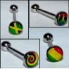 Piercing droit couleurs rasta