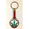 Porte-cles feuille verte