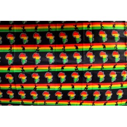 Grand tissu pagne africain motifs rasta