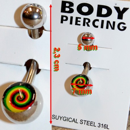 Piercing courbé spirale Rasta