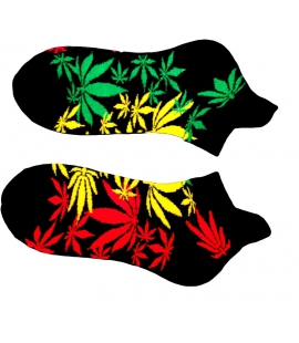 Socquettes couleurs Rasta motif vegetal