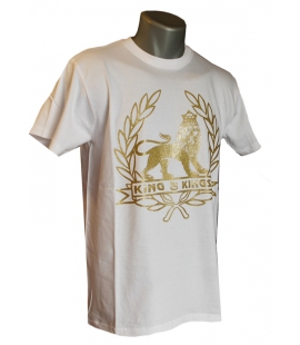 T-shirt blanc motif Lion or
