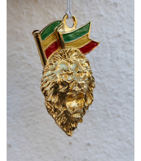 Pendentif tête de lion et drapeau éthiopien
