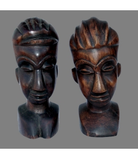 2 Bustes couple africain ancien