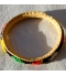 Petit bracelet africain cuir et perles Mali vert jaune rouge noir Rasta