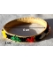 Petit bracelet africain cuir et perles Mali vert jaune rouge noir mesures