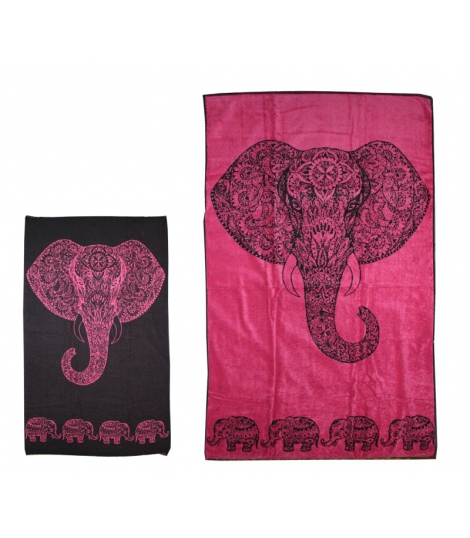 Grande serviette bain ou plage elephants