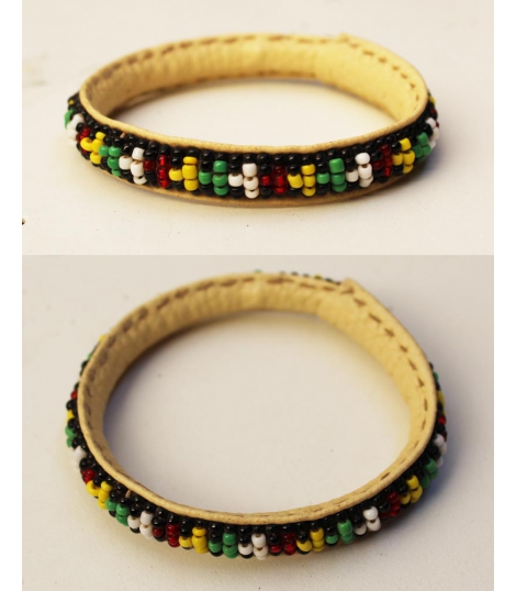 Bracelet Rasta cuir et perles Mali