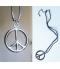 Collier pendentif metal Peace Paix