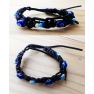Bracelet cuir et perles œil bleu protecteur