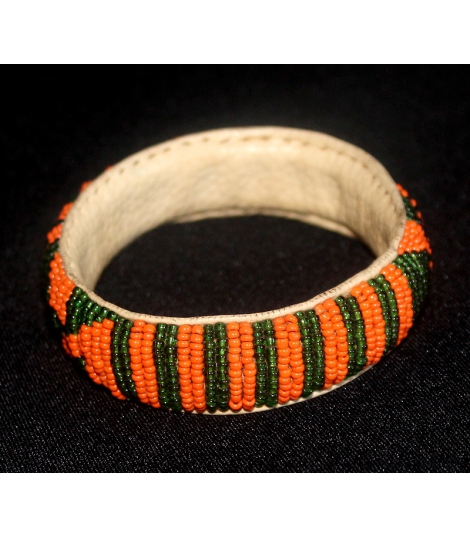 Bracelet artisanal cuir et perles Mali