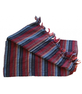 Foulard coton rayures bleu rouge