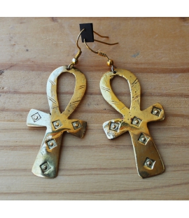 Boucles d oreilles Mali Croix Ankh bronze