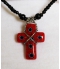 Creation originale collier croix verre de Murano rouge