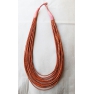 Collier africain orange cuir et raphia