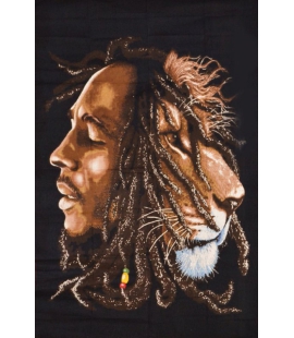 Tenture rasta coton Bob Marley et Lion