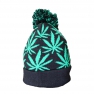 Bonnet noir vert pompon