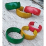 Bracelets larges cuir vert jaune rouge