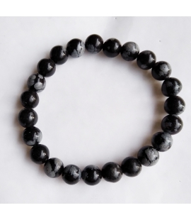 Bracelet Obsidienne Neigeuse perles 8 mm