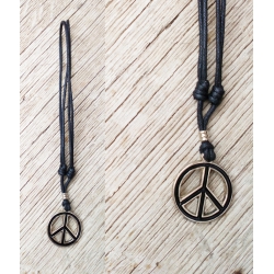 Collier pendentif Peace metal et noir
