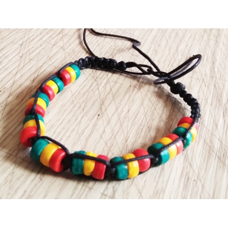 Bracelet Rasta a nouer perles bois