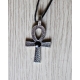 Collier Croix de Ankh perle noire