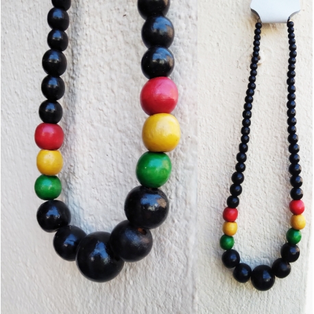 Grand collier Rasta perles bois