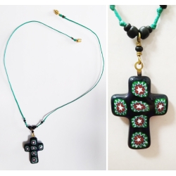 Collier pendentif croix verre de Murano