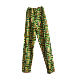 Pantalon coton imprime jaune vert Mali