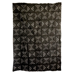 Grand bogolan noir et motifs blanc