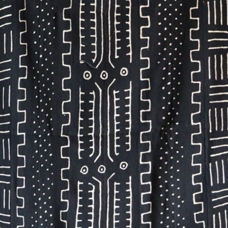 Tissu artisanal bogolan noir et blanc detail