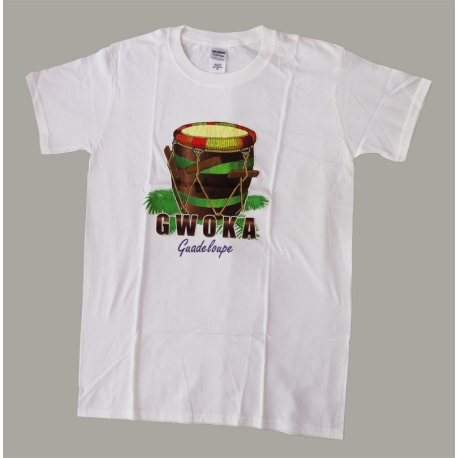 T-shirt blanc Gwoka de Guadeloupe